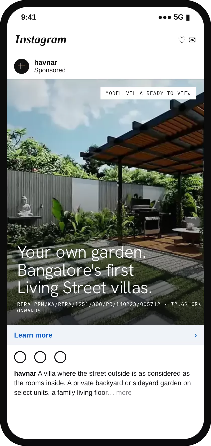 Instagram feed ad for Buildiko Spring Woods