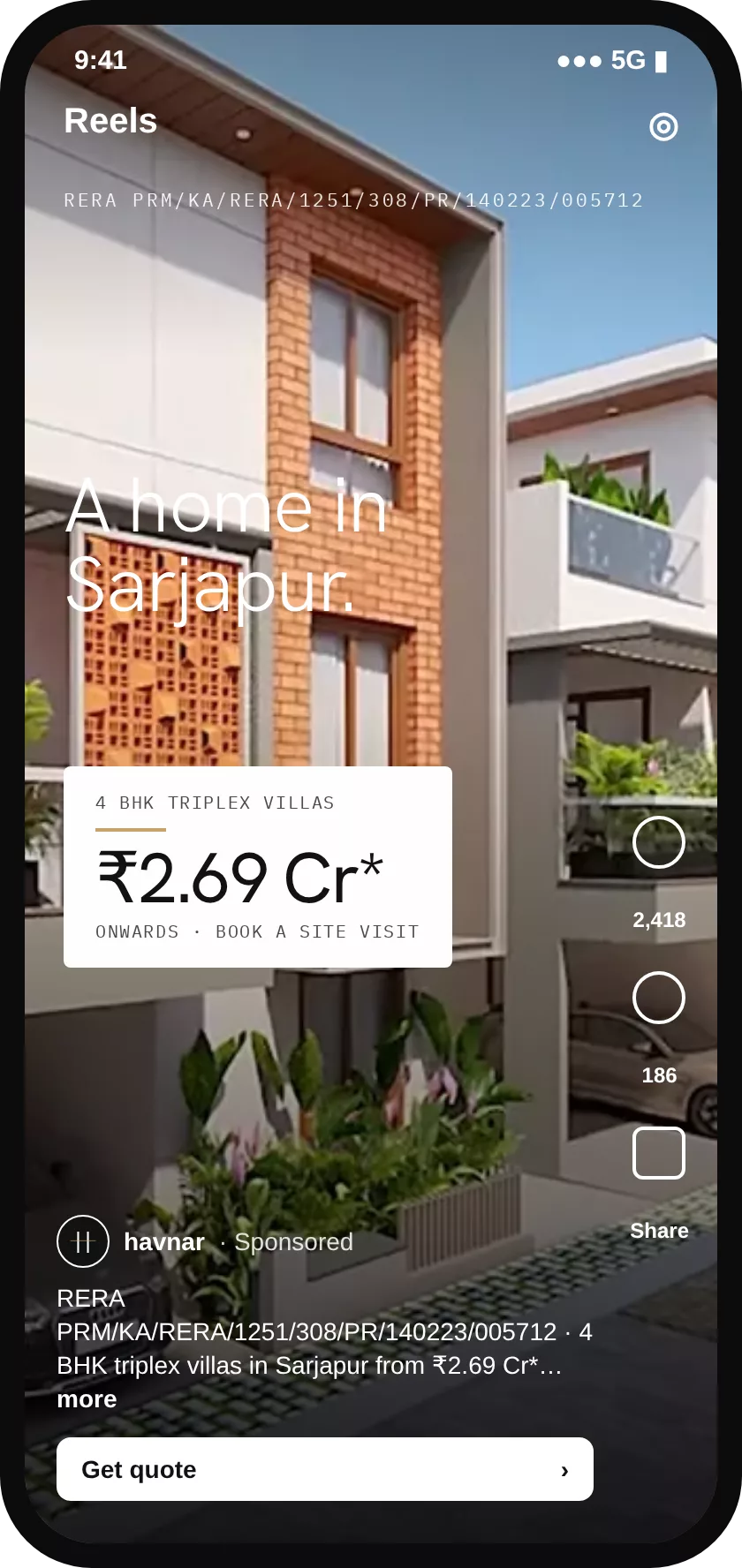 Instagram reel ad for Buildiko Spring Woods